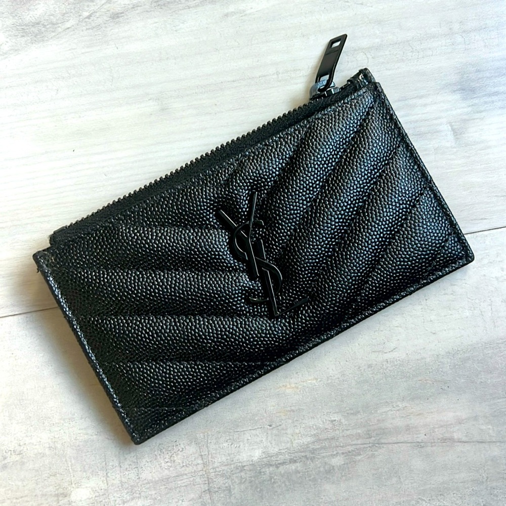 YSL Saint Laurent Black Cassandre Nero Card Holder